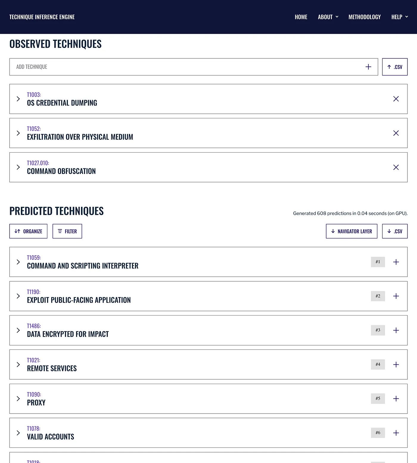 Technique Inference Enginge Web Interface