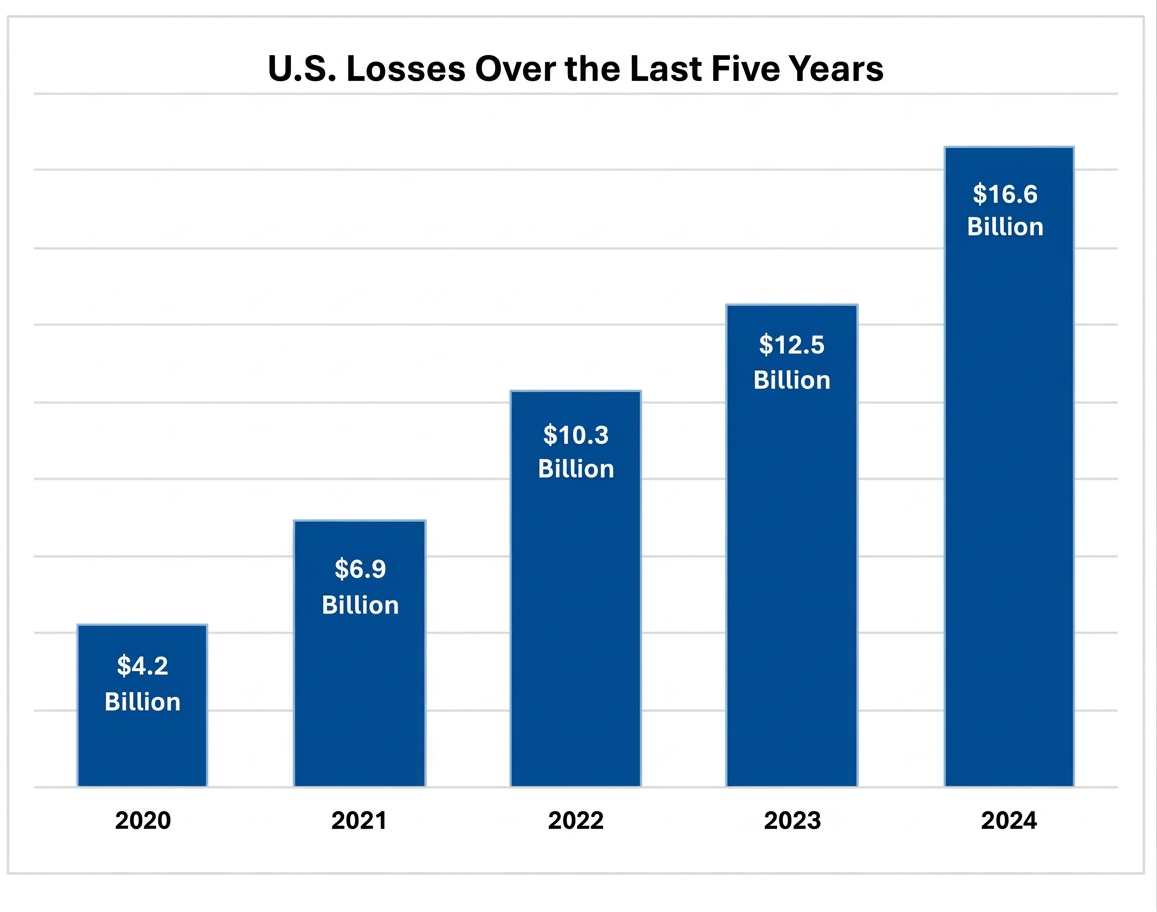 Internet Crime Complaint Center loss data over 2020-2024